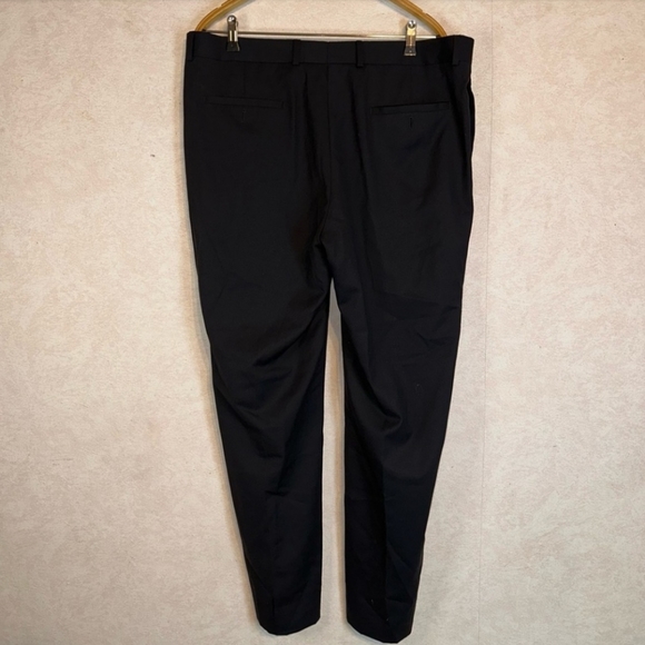 Egara Slim Fit 100% Wool Flat Front Dress Pants Men's W38xL31 Black - Picture 5 of 8